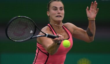 Aryna Sabalenka in action at WTA Indian Wells.