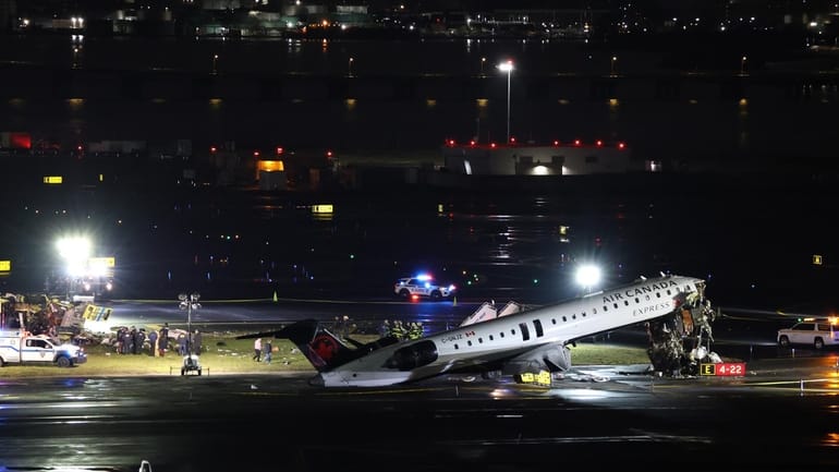 A view of the crash scene early on Monday.
