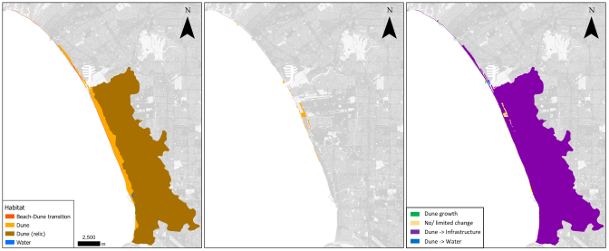 A map showing the historic extent of sand dunes in Santa Monica Bay.