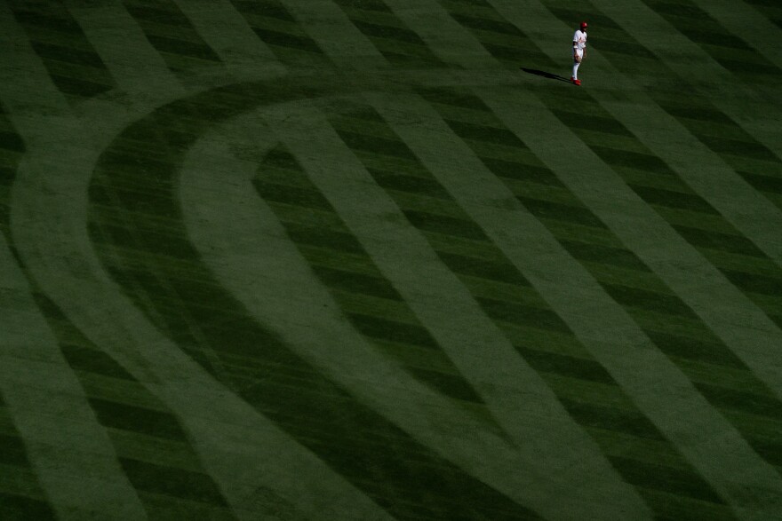 St. Louis Cardinals outfielder Victor Scott II (#11) watches as the team takes on the Tampa Bay Rays during MLB Opening Day at Busch Stadium on Thursday, March 26, 2026, in downtown St. Louis.