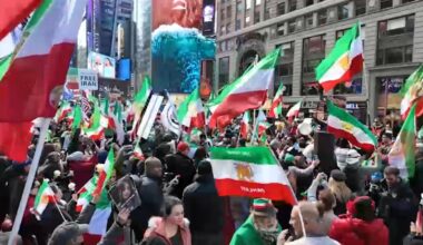 Iranians overcome with emotion, celebrate in Times Square rally