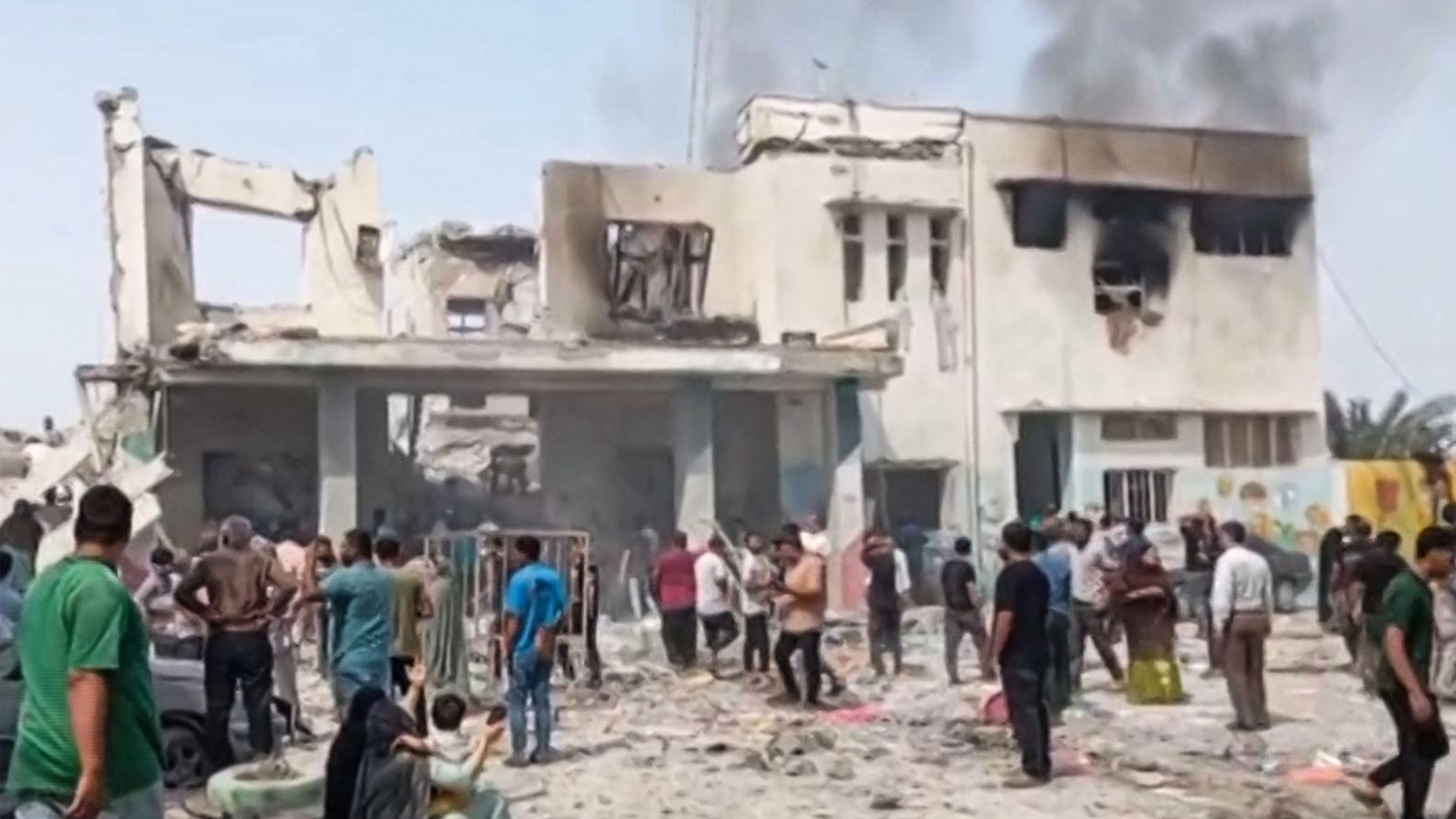 This image grab taken from Iranian state television broadcasted on February 28, 2026, shows what it says is the site of deadly US and Israeli strikes that hit a girls' elementary school in Minab.