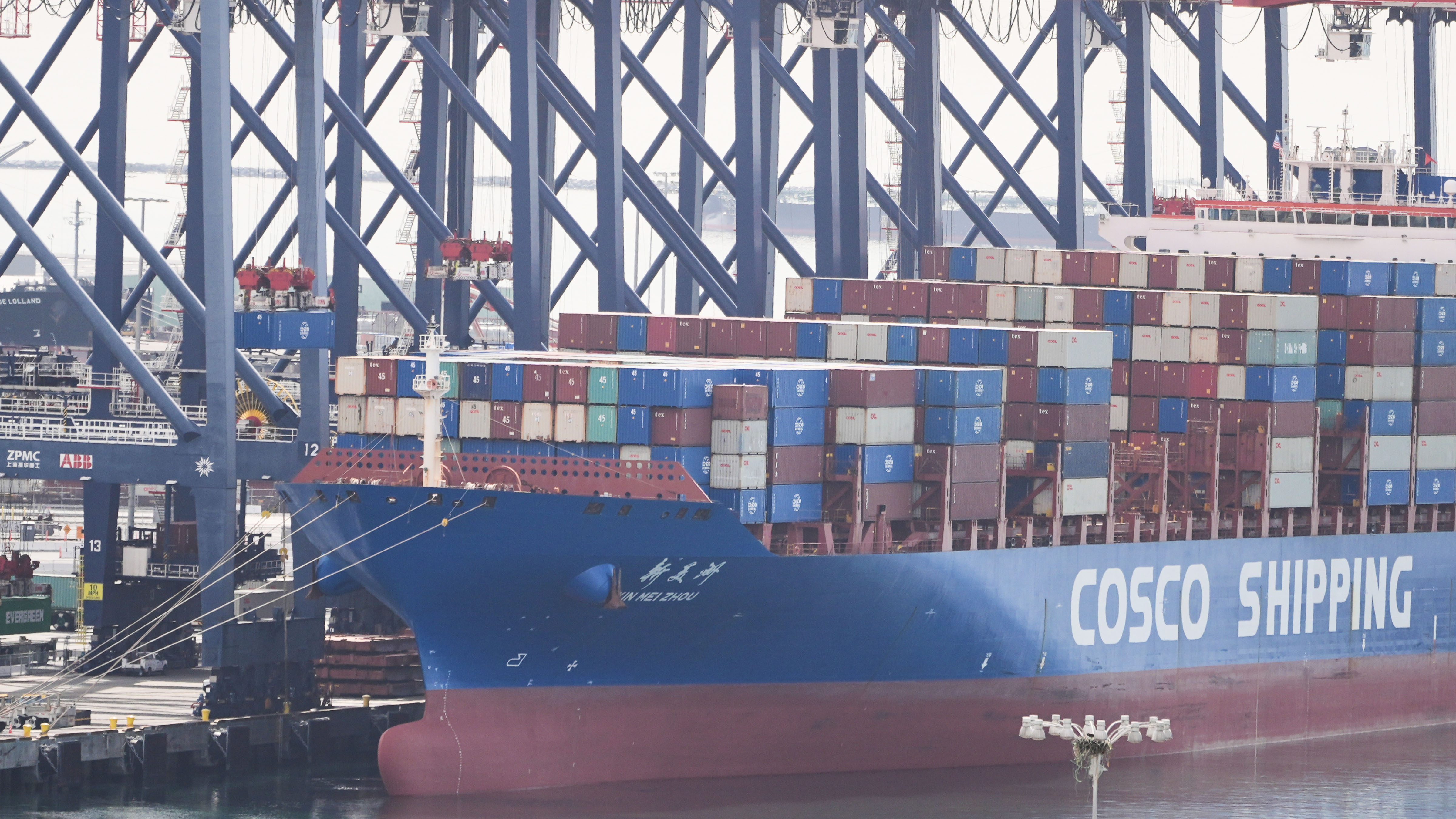 A ship is docked at the Port of Long Beach Friday, Feb. 20, 2026, in Long Beach, Calif.