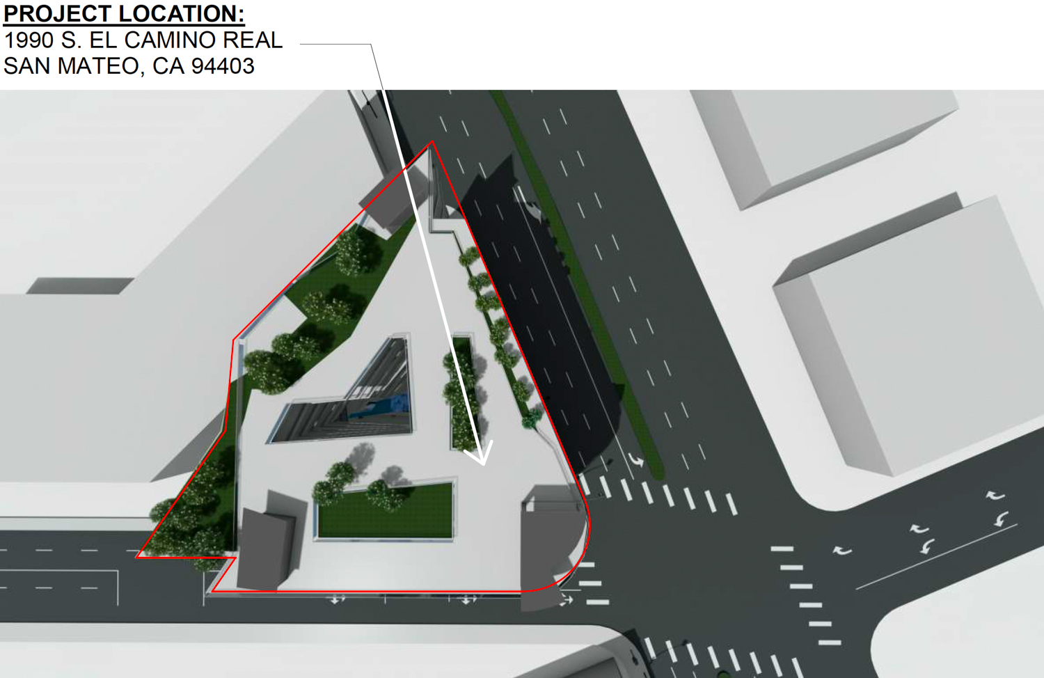 1990 South El Camino Real site plan, illustration by Costa Brown Architecture