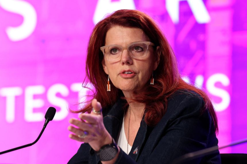 Artemis II launch director<strong> </strong>Charlie Blackwell-Thompson speaks during a press conference at the Kennedy Space Center near Cape Canaveral, Florida, in February.