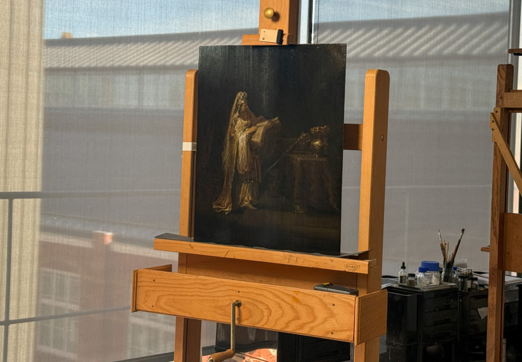 The painting "Vision of Zacharias in the Temple", identified by researchers in Amsterdam as an original work by Rembrandt,...