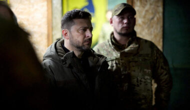 FILE PHOTO: Ukraine's President Zelenskiy visits a front line in Donetsk region