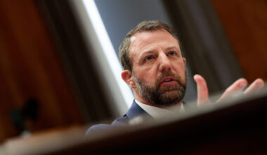 U.S. Senator Markwayne Mullin tesifies before a Senate Homeland Security and Governmental Affairs Committee confirmation h...