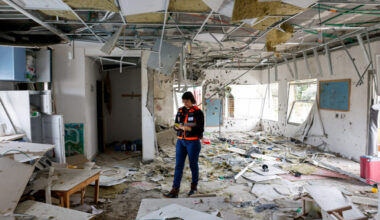 Aftermath of a projectile impact in Rishon Lezion