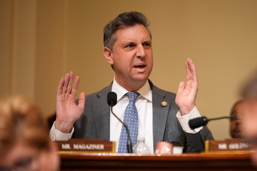 U.S. Rep. Seth Magaziner speaking at a House Homeland Security Committee hearing.
