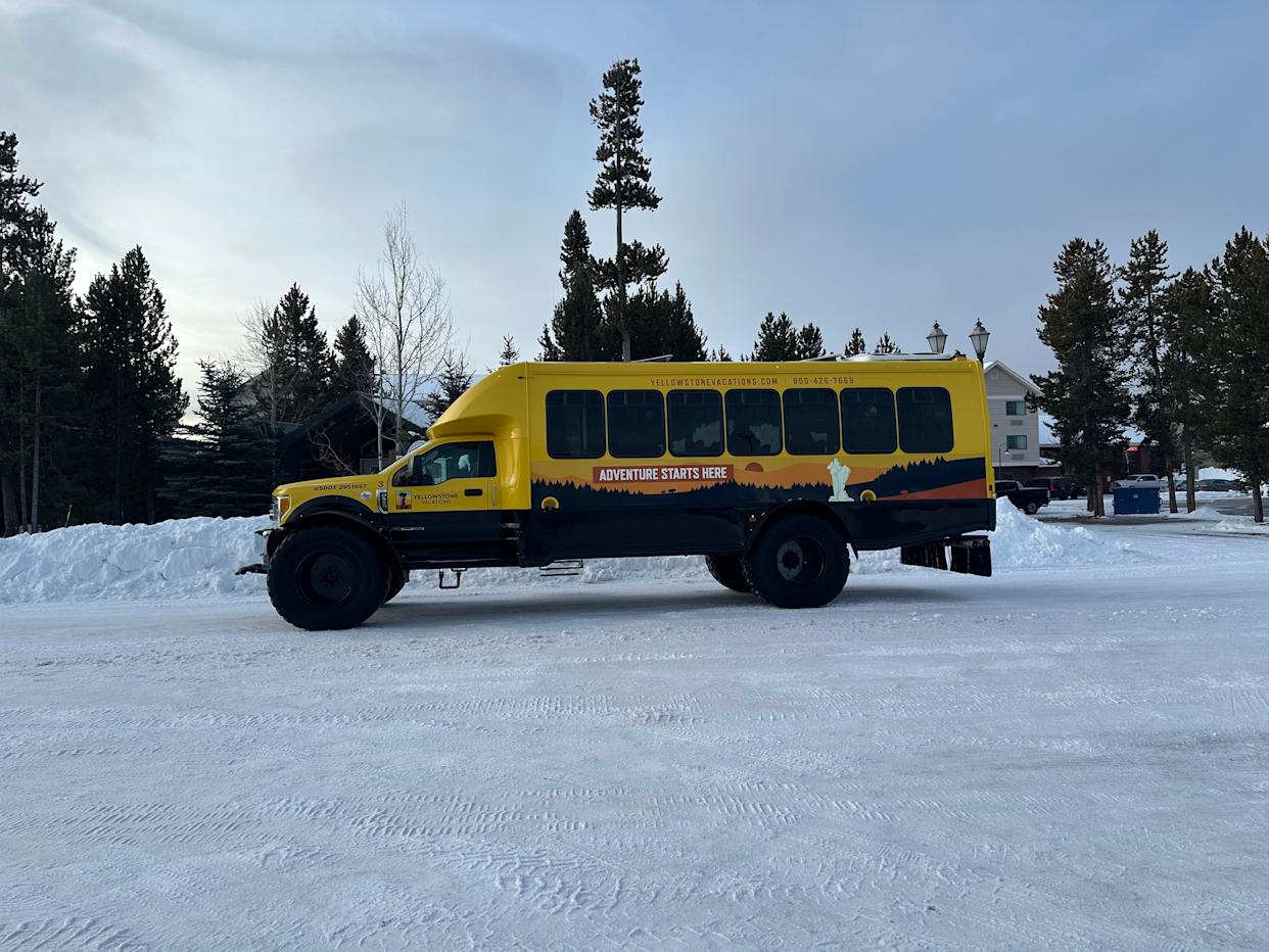 Most wintertime visitors to Yellowstone National Park need to join a guided tour. Snowcoaches and snowmobiles are the primary vehicles in the park during the winter.
