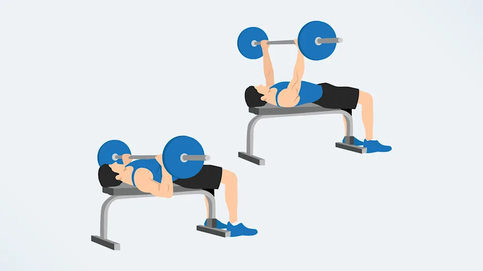 an illo of a man doing a bench press