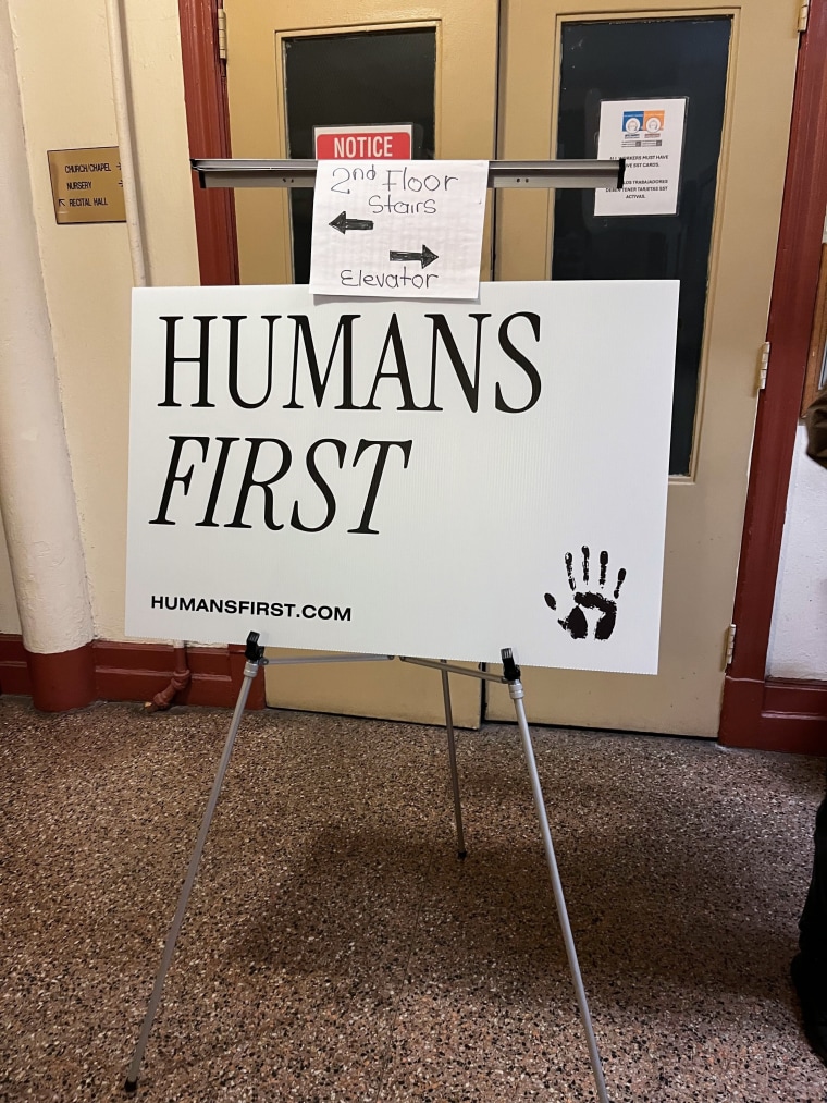 Poster in the lobby of St. Michael's Church in New York.