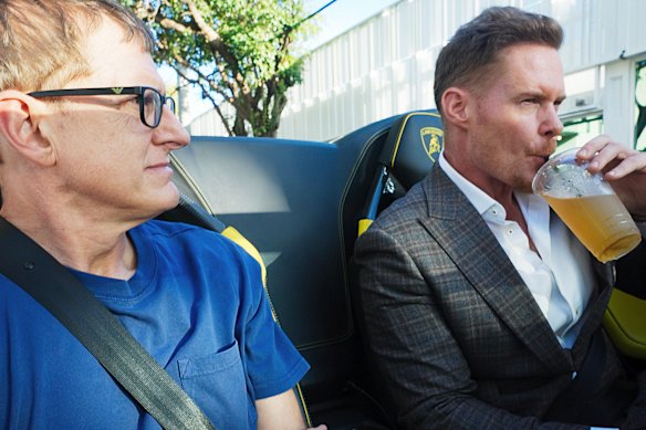 Louis Theroux (left) with Justin Waller in Louis Theroux: Inside the Manosphere.