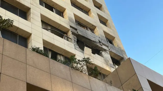 Damaged hotel building in Beirut