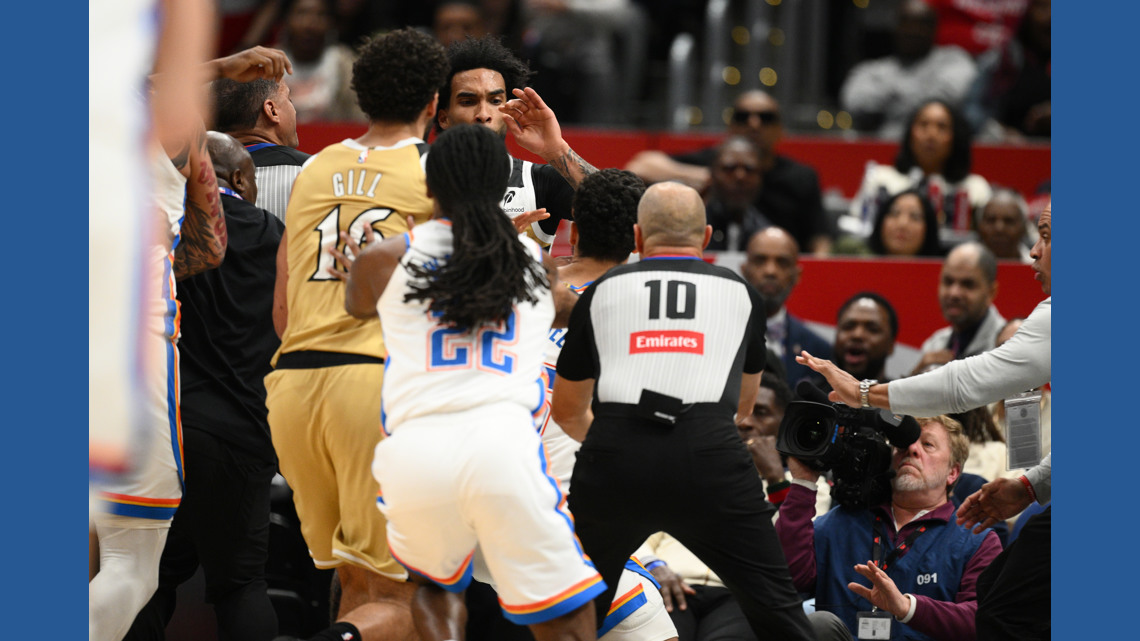 Wizards forward Justin Champagnie and Thunder guard Ajay Mitchell suspended 1 game for fighting