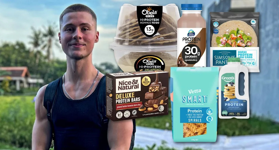 Fitness coach and sports nutritionist Austen Gillard said while protein is an important part of any diet, you should check each food packet to see what ingredients they have. Source: Facebook/Austen Gillard/Coles/Woolworths