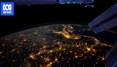 Earth at night from the International Space Station.