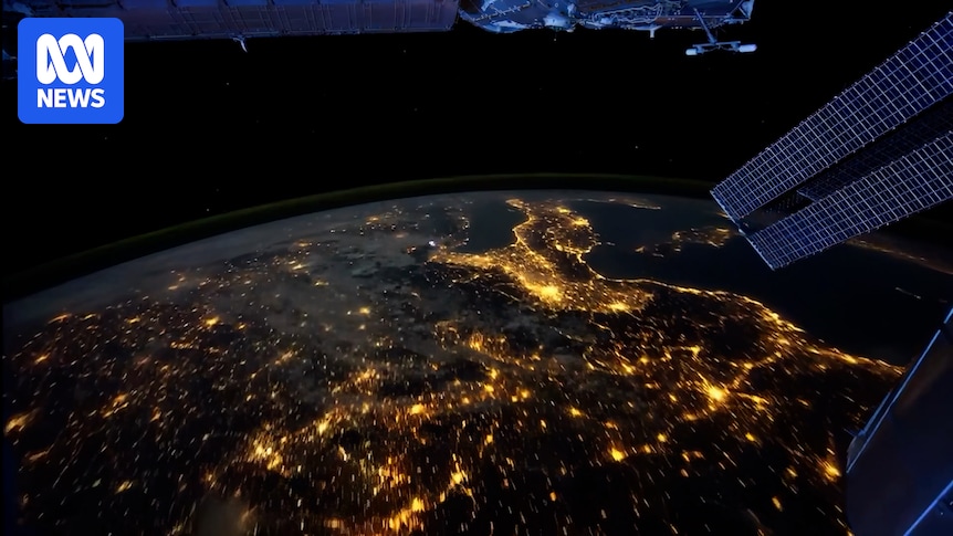 Earth at night from the International Space Station.