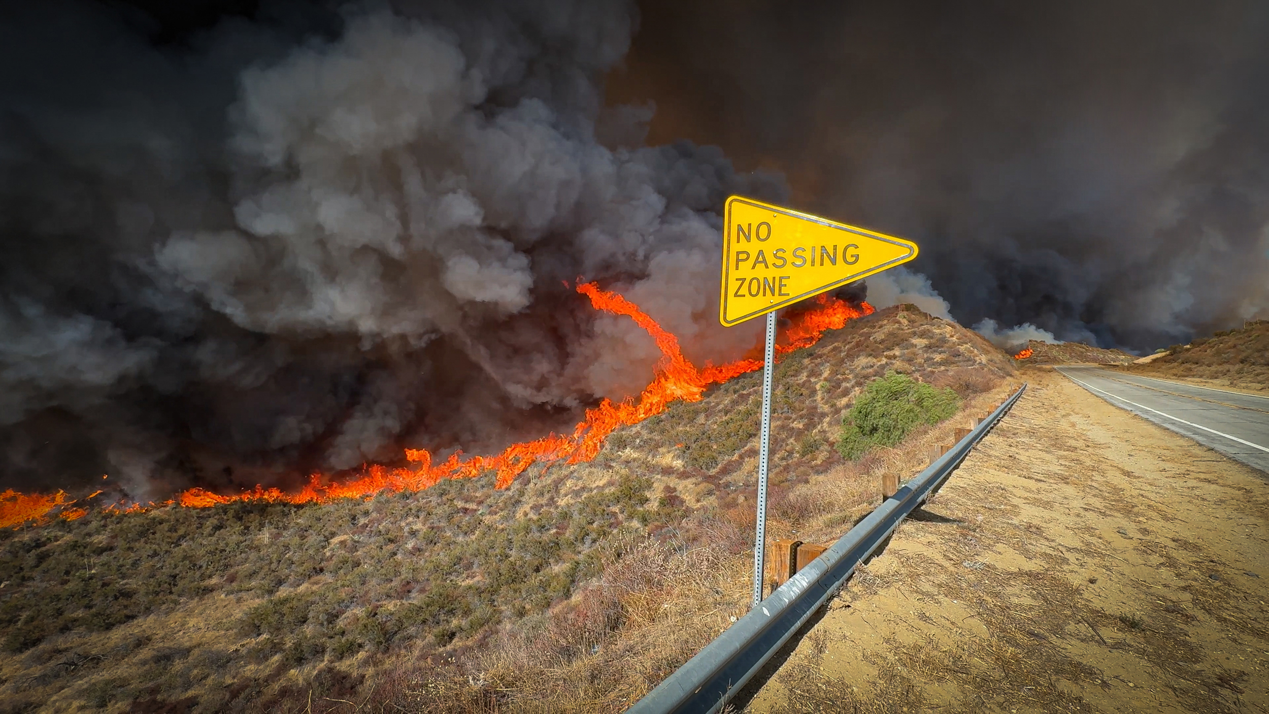 The Hughes Fire burns along Lake Hughes Road in Los Angeles County on Jan. 22, 2025. Credit: Andrew Avitt/USDA Forest Service