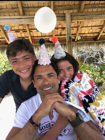 Mark Consuelos with his kids Joaquin and Lola.Credit: Kelly Ripa/ Instagram