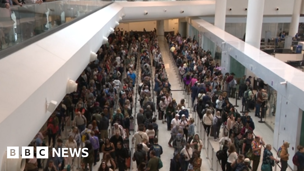 Thousands face long security queues at airports in Houston and New Orleans - BBC