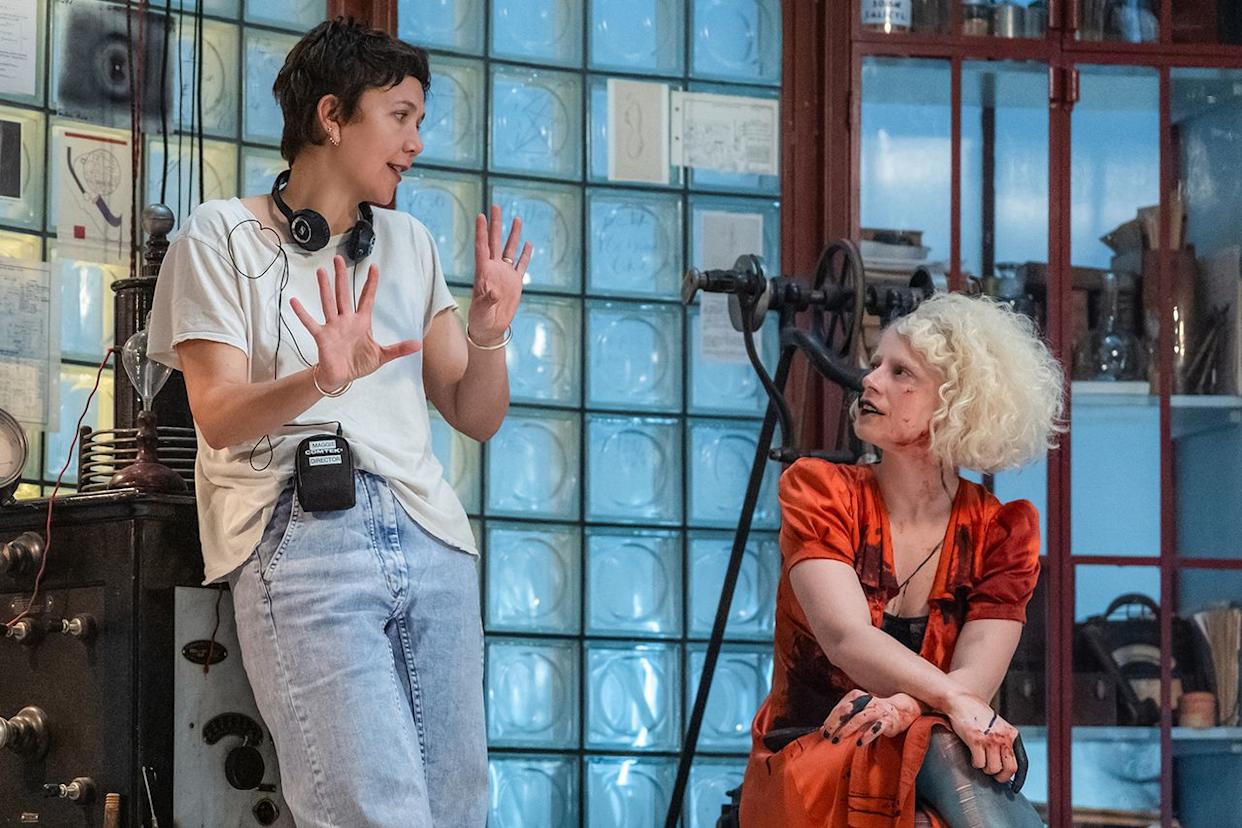 Maggie Gyllenhaal and Jessie Buckley on the set of 'The Bride'Credit: Niko Tavernise/Warner Bros.