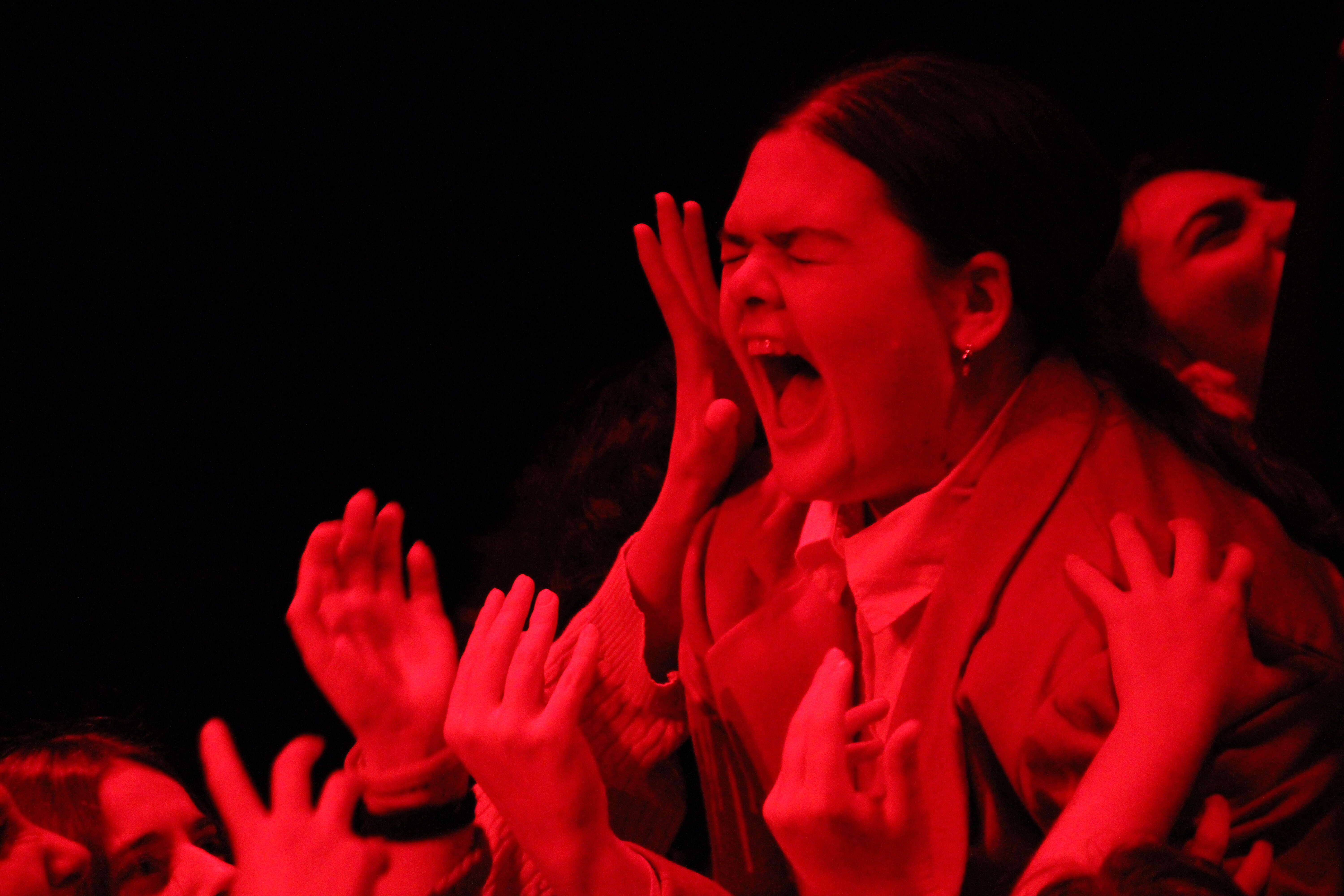 ArtQuest theater students Alison Green, left, and Grace Green perform...