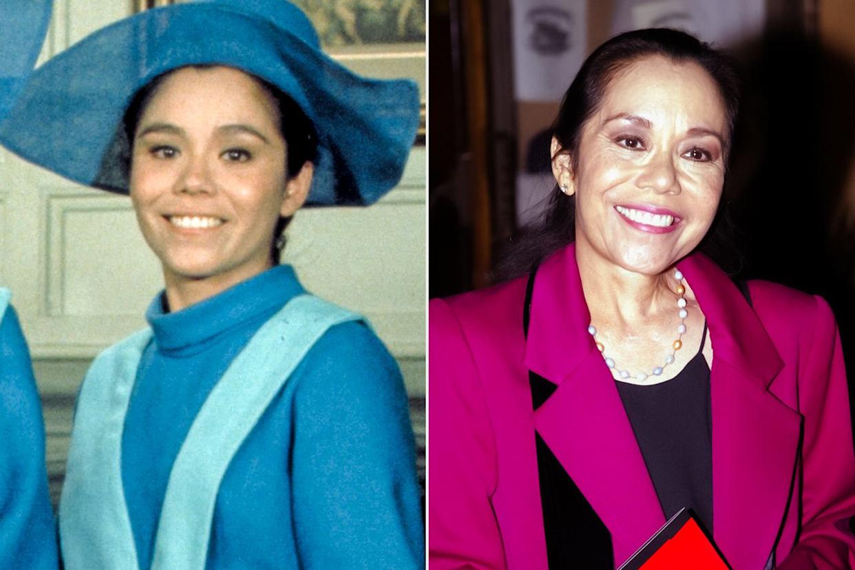 Linda Dangcil as Sister Ana in The Flying Nun ; Linda Dangcil attends the American Cinematheque screening and cast and crew reunion of 'West Side Story' at the Egyptian Theatre on October 9, 2002 in HollywoodCredit: ABC Photo Archives/Disney General Entertainment Content via Getty; Frazer Harrison/Getty