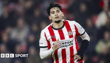 Ricardo Pepi running after scoring for PSV