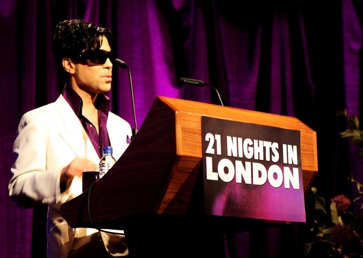 Prince announces his '21 Nights in London' gigs at a press conference. - 