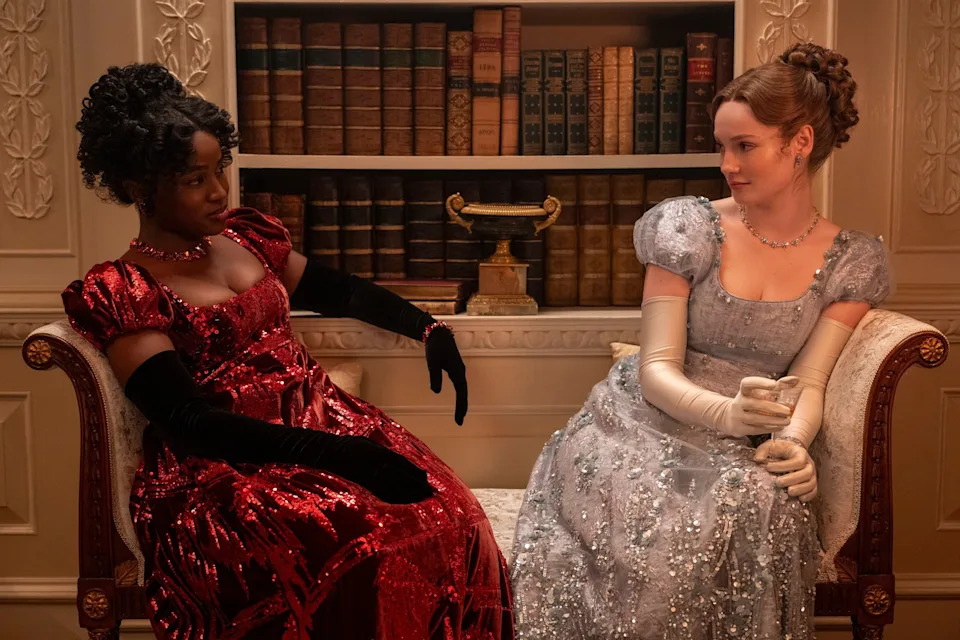 Liam Daniel/Netflix - PHOTO: Masali Baduza as Michaela, Hannah Dodd as Francesca Bridgerton in episode 405 of "Bridgerton."