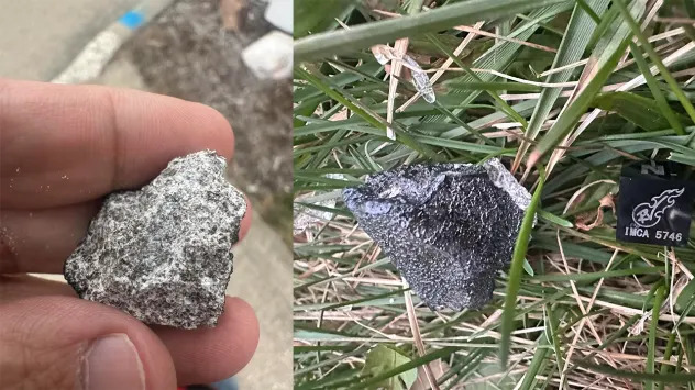 Photos show possible fragments of a meteorite recovered in Windfall, Ohio