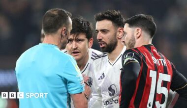 A graphic of Premier League players from every team in the division in 2025-26 season, with the Premier League trophy in front of them.