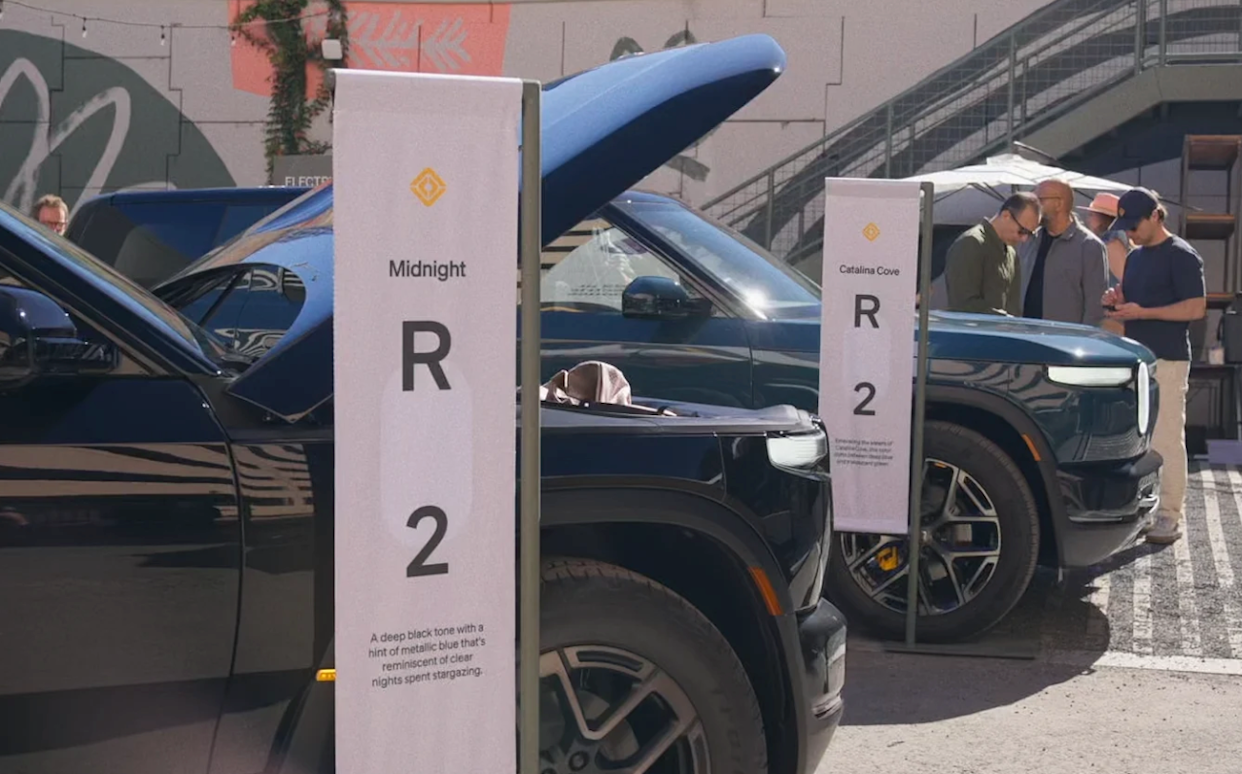 Rivian R2 EVs at South by Southwest in Austin, Texas, earlier in March.