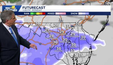 Colder Monday; Chance for light snow, flurries