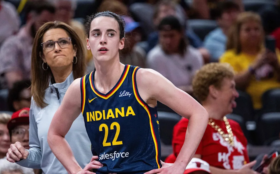 Indiana Fever guard Caitlin Clark (22) and head coach Stephanie White.Trevor Ruszkowski-Imagn Images