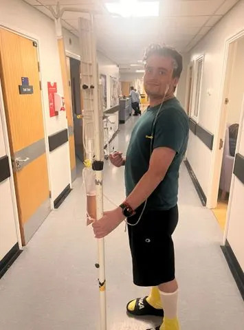 Alex Warwick in the hospitalCredit: Justgiving.com