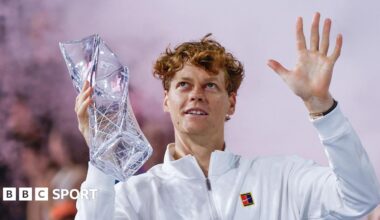 Jannik Sinner celebrates winning the Miami Open