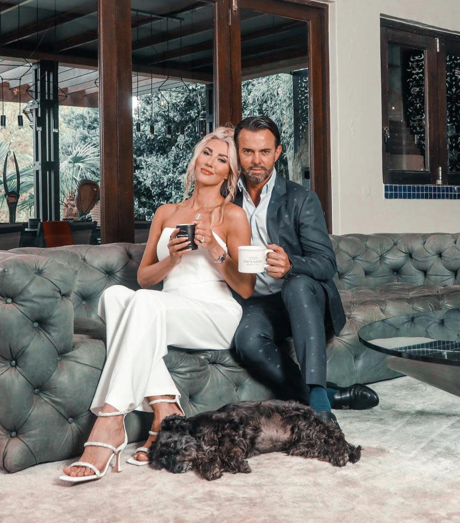 Melany and Petrus (pictured here in March 2023) allegedly stole $5,300 worth of sparkling water, wine, toilet paper, soda, produce and other groceries. peetviljoen_law/instagram