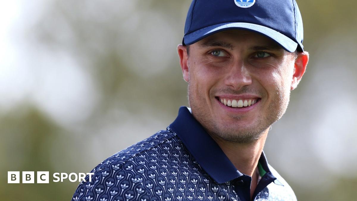 Ludvig Aberg smiling during round three of the Players Championship