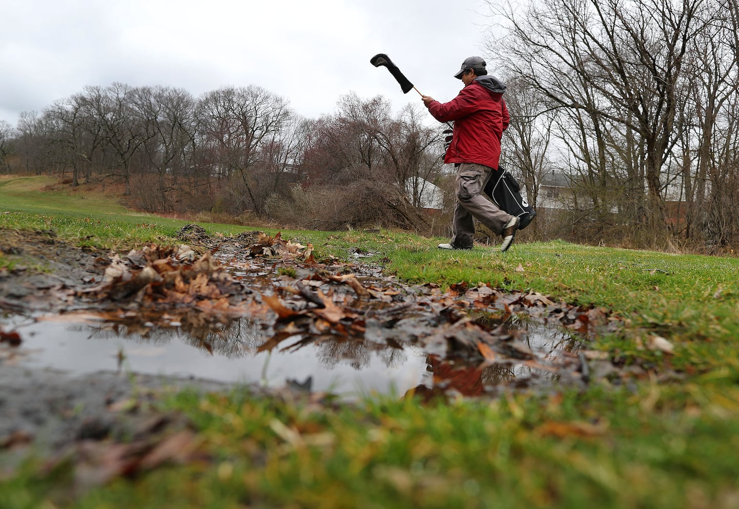 Soggy golfing conditions at the George Wright Golf Course in Hyde Park in April 2018.