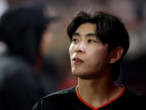 San Francisco Giants center fielder Jung Hoo Lee #51in the dugout during the sixth inning of their MLB game against the Sultanes de Monterrey at Oracle Park in San Francisco, Calif., on Monday, March 23, 2026. (Jane Tyska/Bay Area News Group)