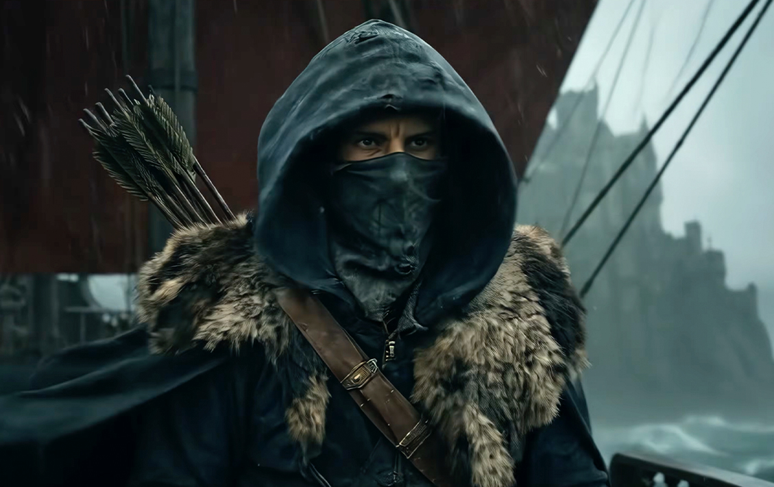 Images from an AI fantasy film featuring robin hood