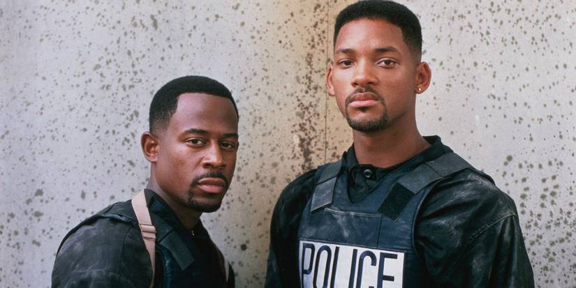 Martin Lawrence and Will Smith looking serious in Bad Boys 1995