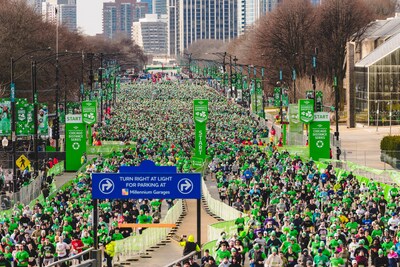 Aerial view of starting line at the 2026 Shamrock Shuffle Aerial view of starting line at the 2026 Shamrock Shuffle