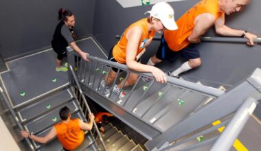 Climbing stairs for exercise