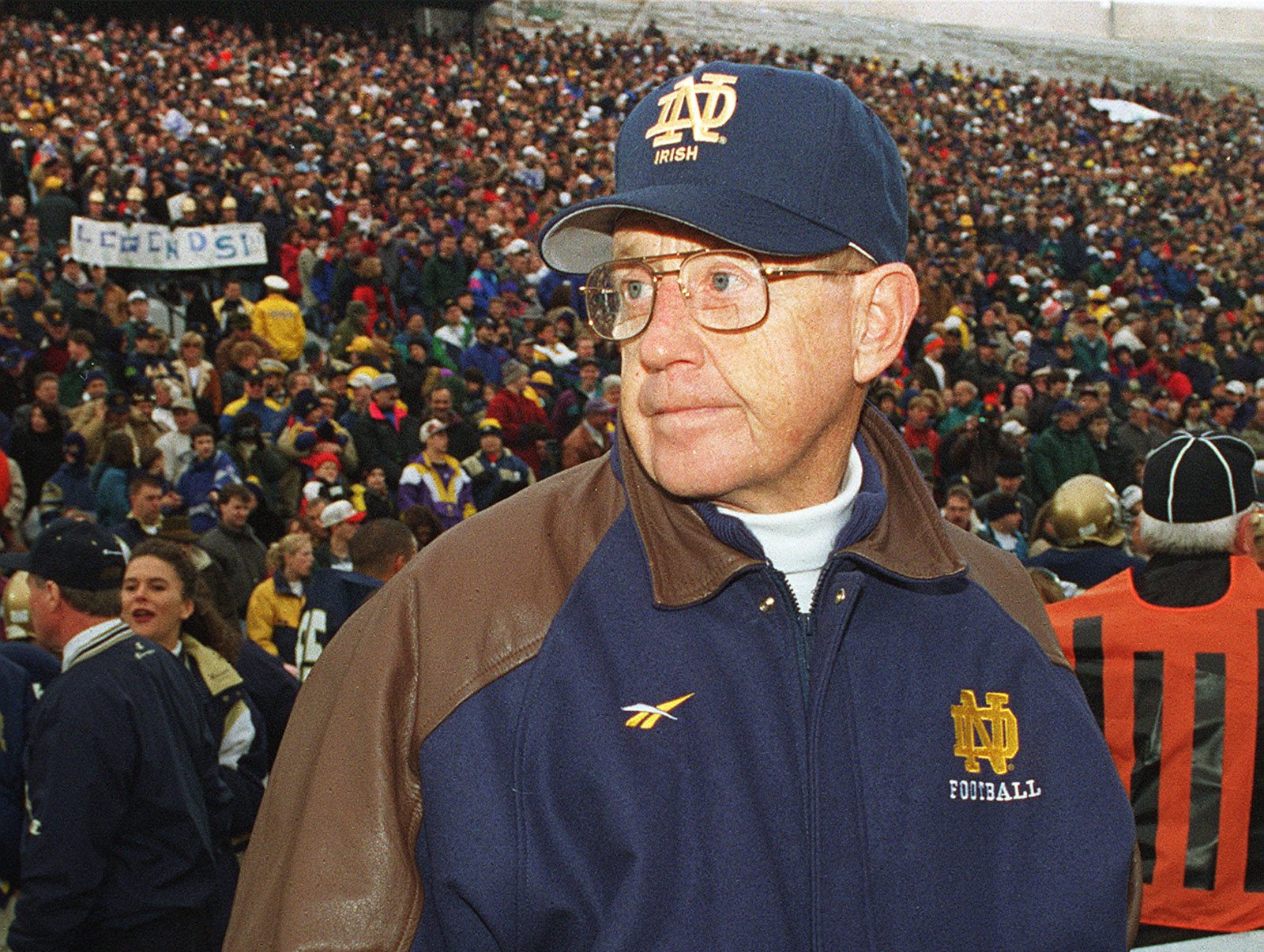 Former Notre Dame coach Lou Holtz, pictured in November 1996....