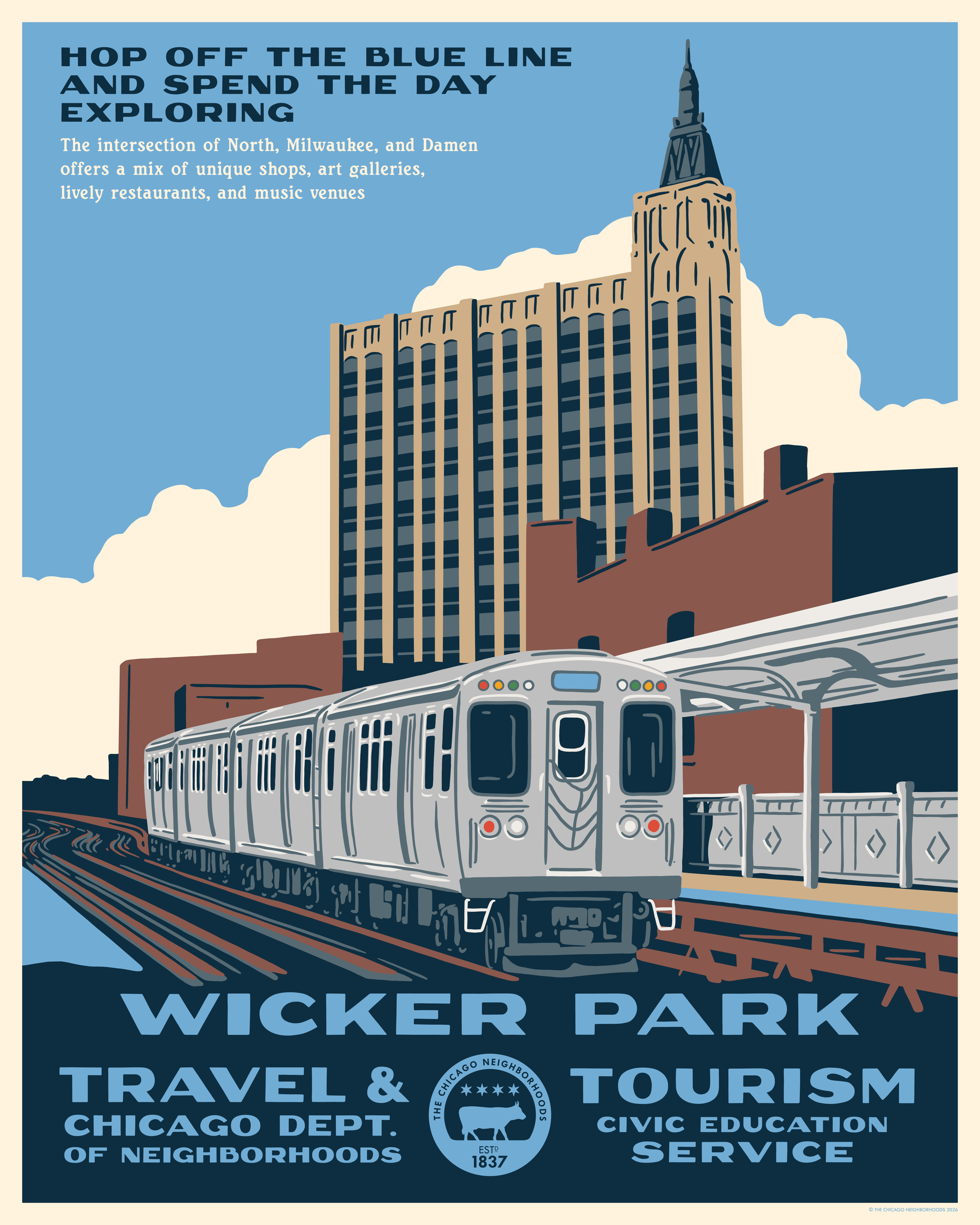 A poster of Wicker Park created by artist Steve Shanabruch...