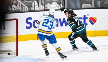 Gaud Strikes! Celebrini Hits 100 Points, Sharks Win 5-4 Last Minute